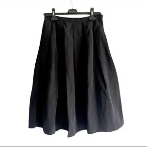 LORD & TAYLOR 424 FIFTH Pleated Flare Midi Skirt Black 4